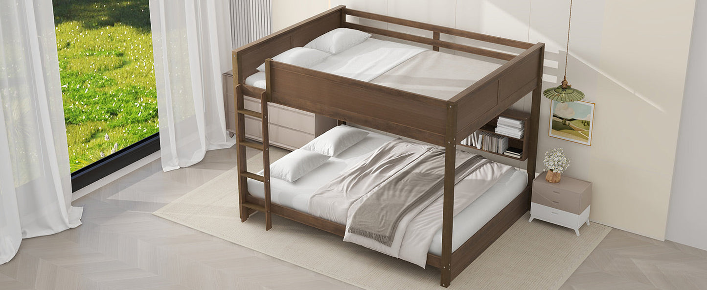 Queen over Queen Bunk Bed with Storage Cabinets and USB Ports
