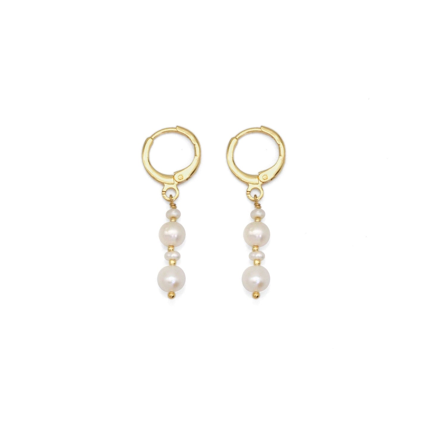 Freshwater Pearl Dangle Huggie Earrings, Sku#EF453