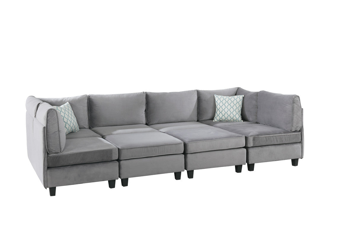 Simona 120" Gray Velvet Modular Sectional Sofa