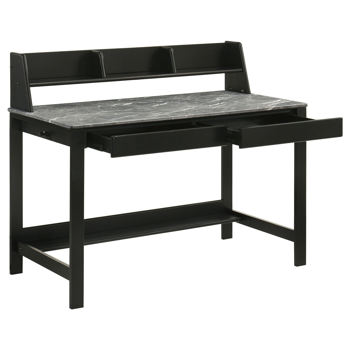 Besler 47-inch SmartTop Writing Desk with Shelf Grey Stone and Black