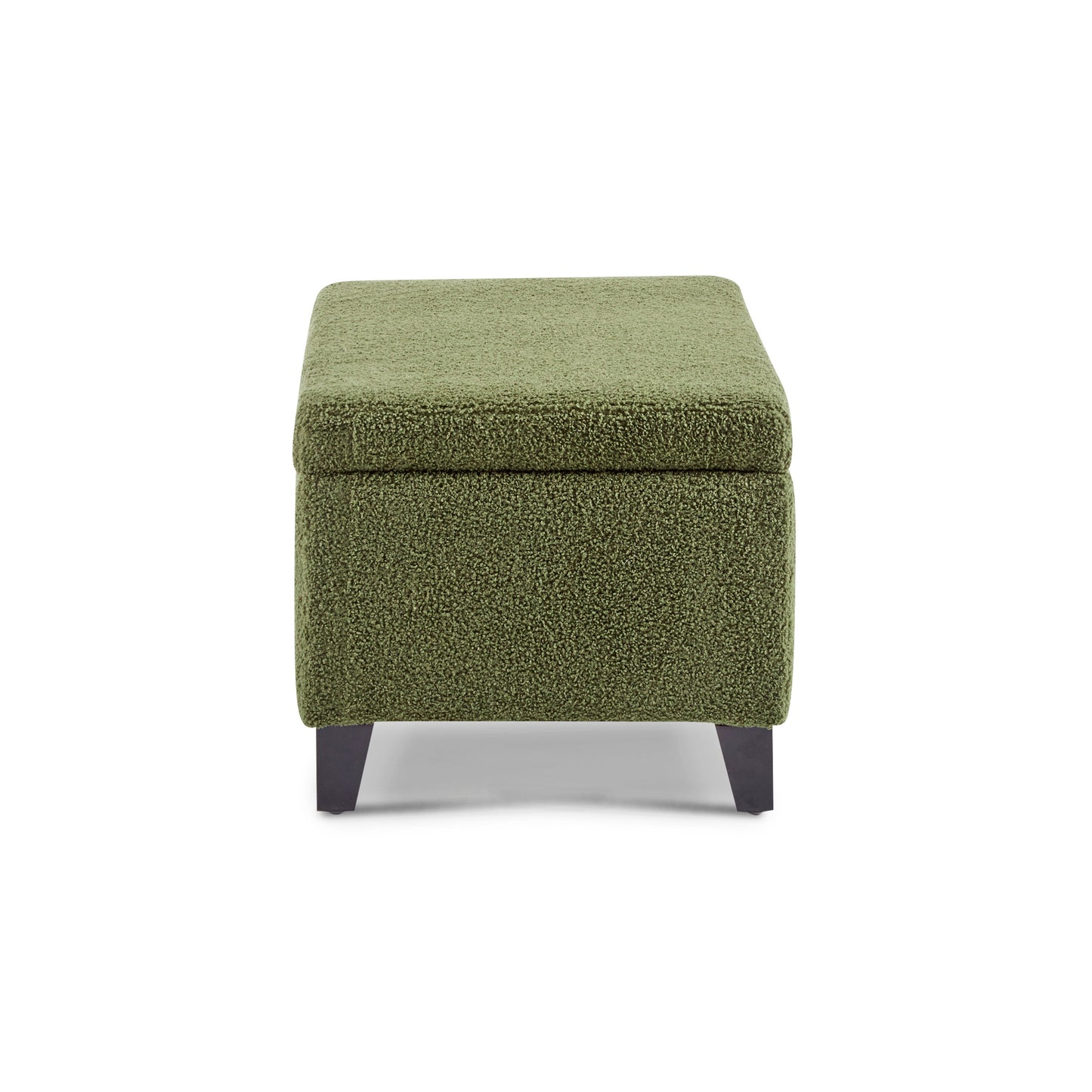 Storage Ottoman with Flip-Top Lid, Easy Assembly, Boucle Fabric & Rubber Wood Legs, Retro