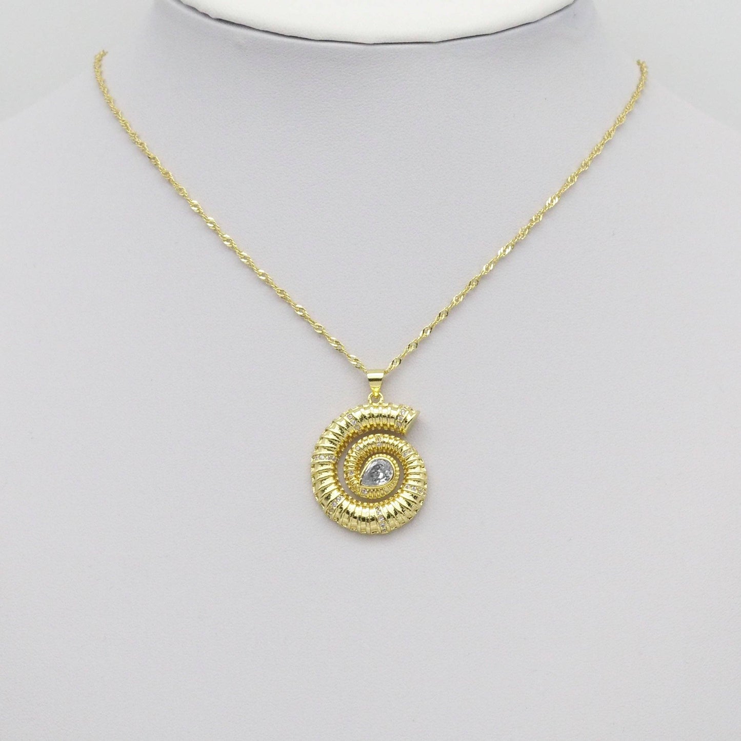 Gold Teardrop CZ Snail Charm, Sku#LX421