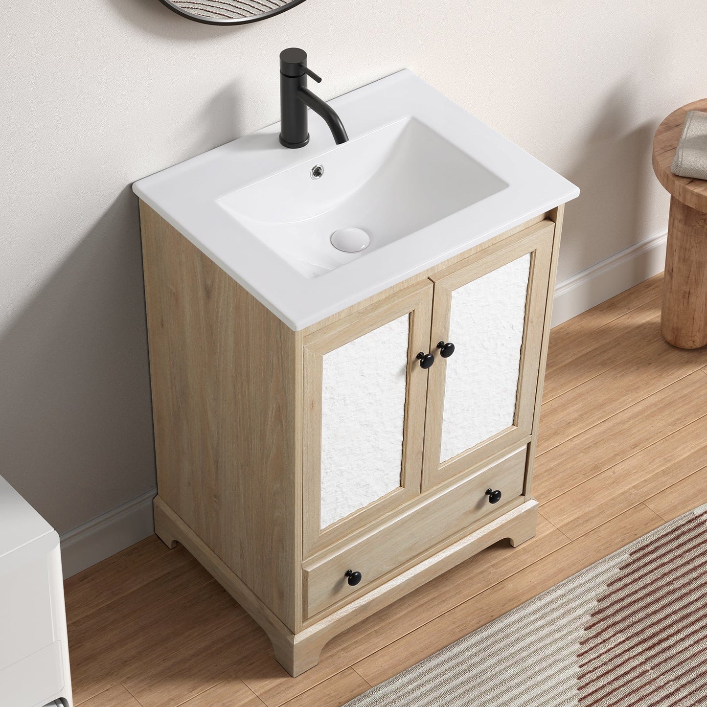 Modern Bathroom Vanity with Ceramic Basin and Drawer