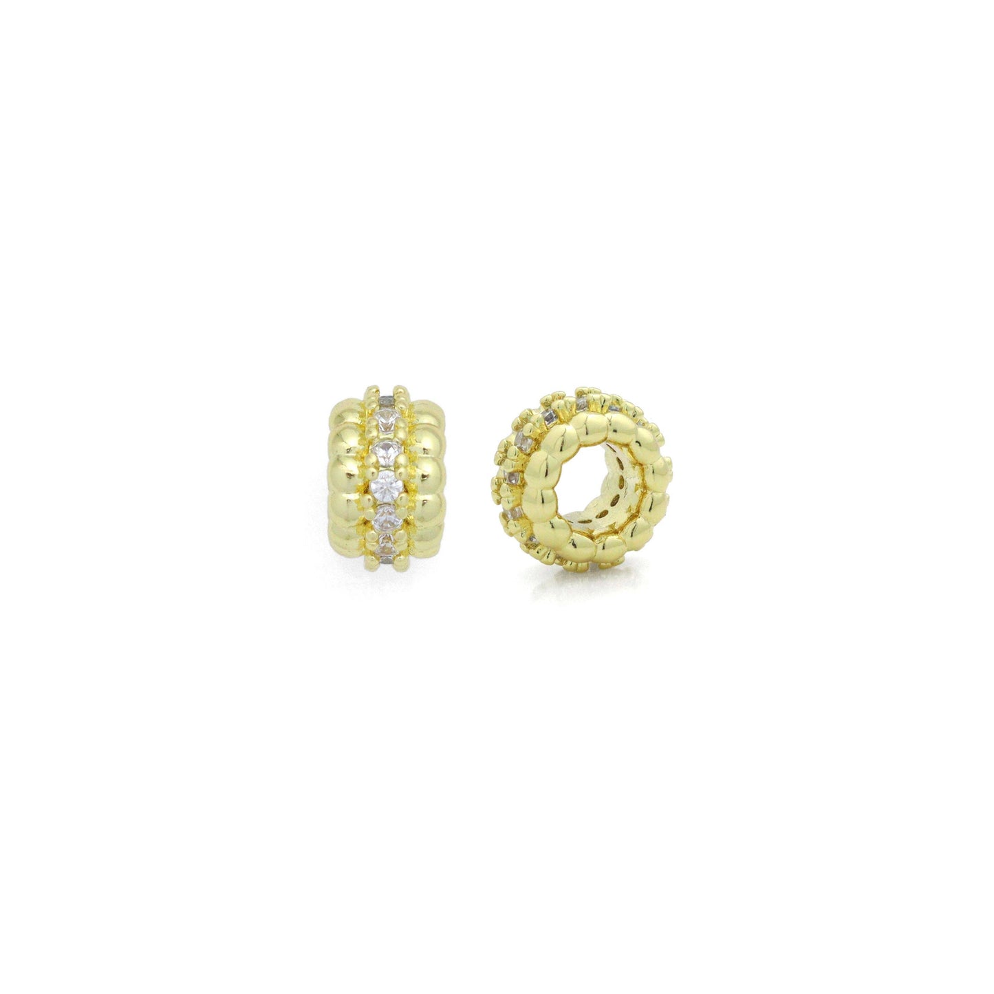 Clear CZ Large Hole Wheel Spacer Beads, Sku#LK1170