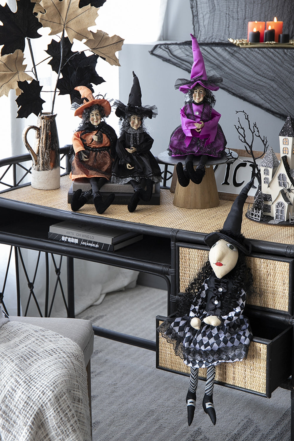 21"H Halloween Sitting Witch Decor