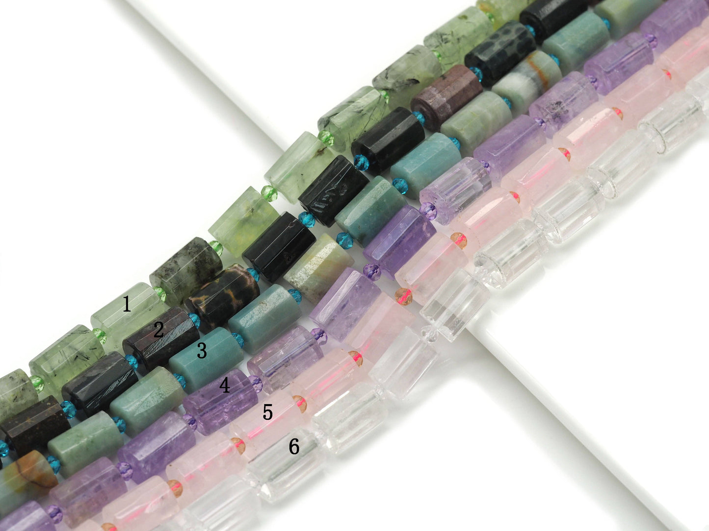 Natural Faceted Cylinder Gemstone Beads, 10x14mm, Sku#HY14
