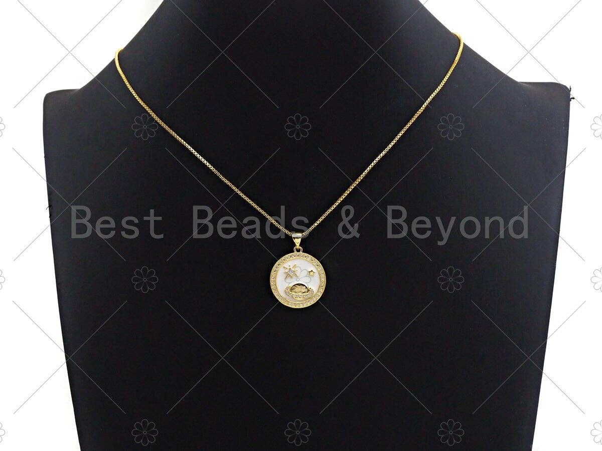Enamel Earth Star On White Enamel charm, White Enamel Pendant, Enamel Round charm, Round Coin jewelery, 23mm,sku#LK57