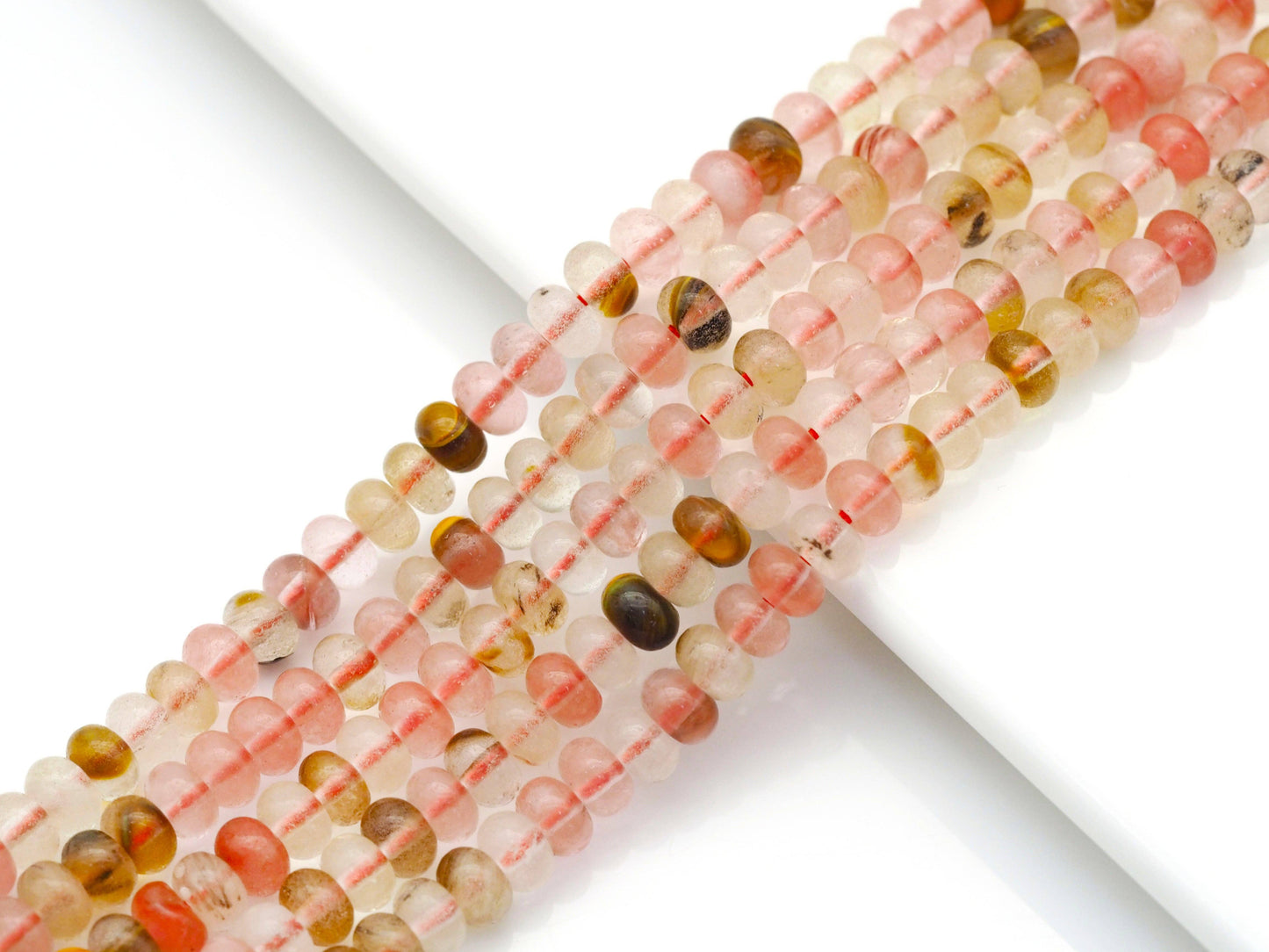 Natural Golden Quartz Rondelle Smooth Beads, 4x6mm, Sku#U141