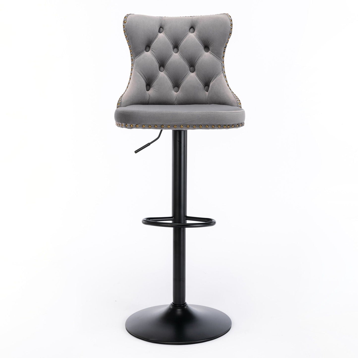 Swivel Barstools Adjusatble Seat Height, Modern Upholstered Bar Stools With Backs Comfortable Tufted For Home Pub And Kitchen Island (Set of 2)