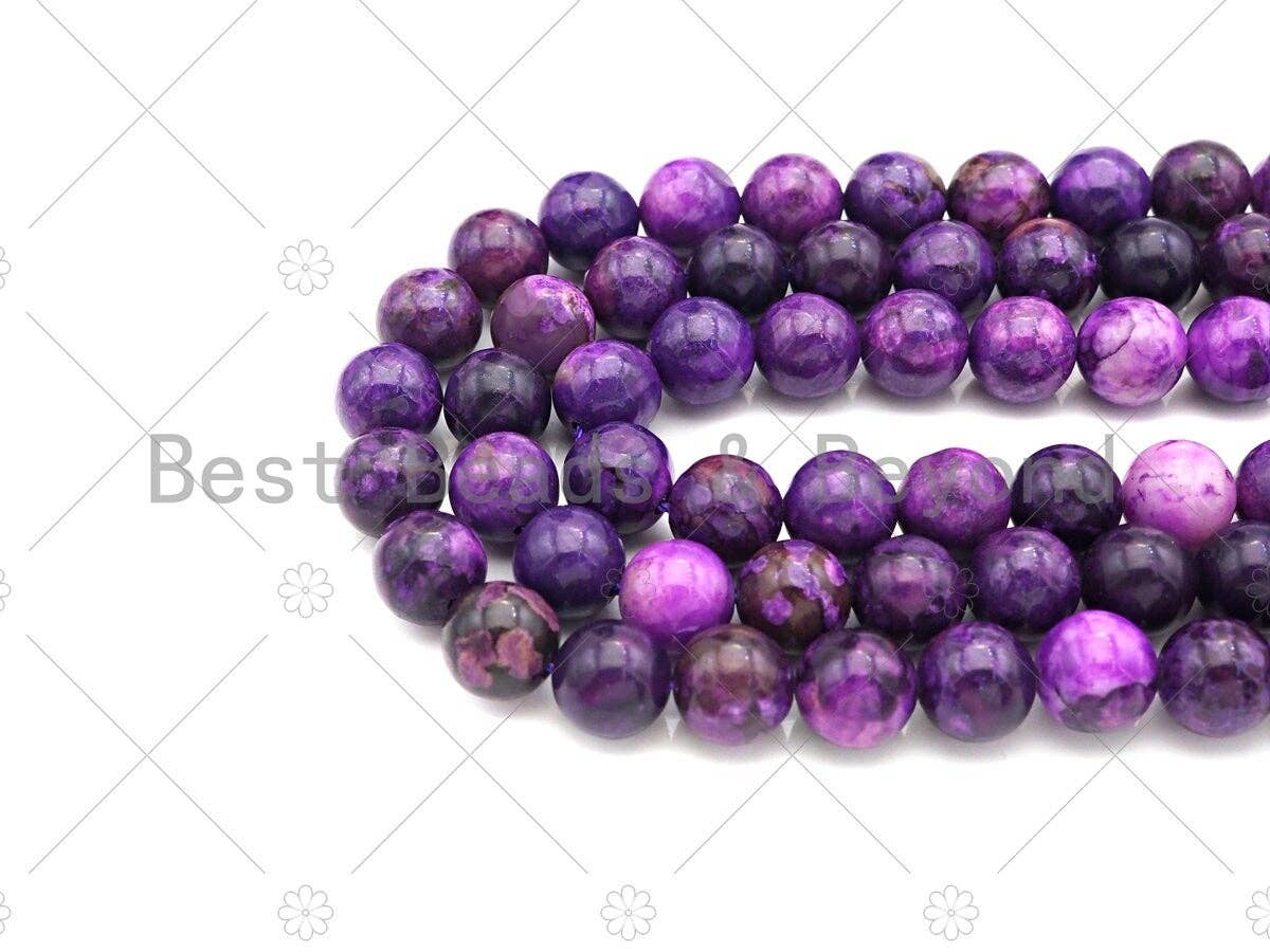 Sugilite Angelite Round Smooth Beads, Natural Angelite, 8mm/