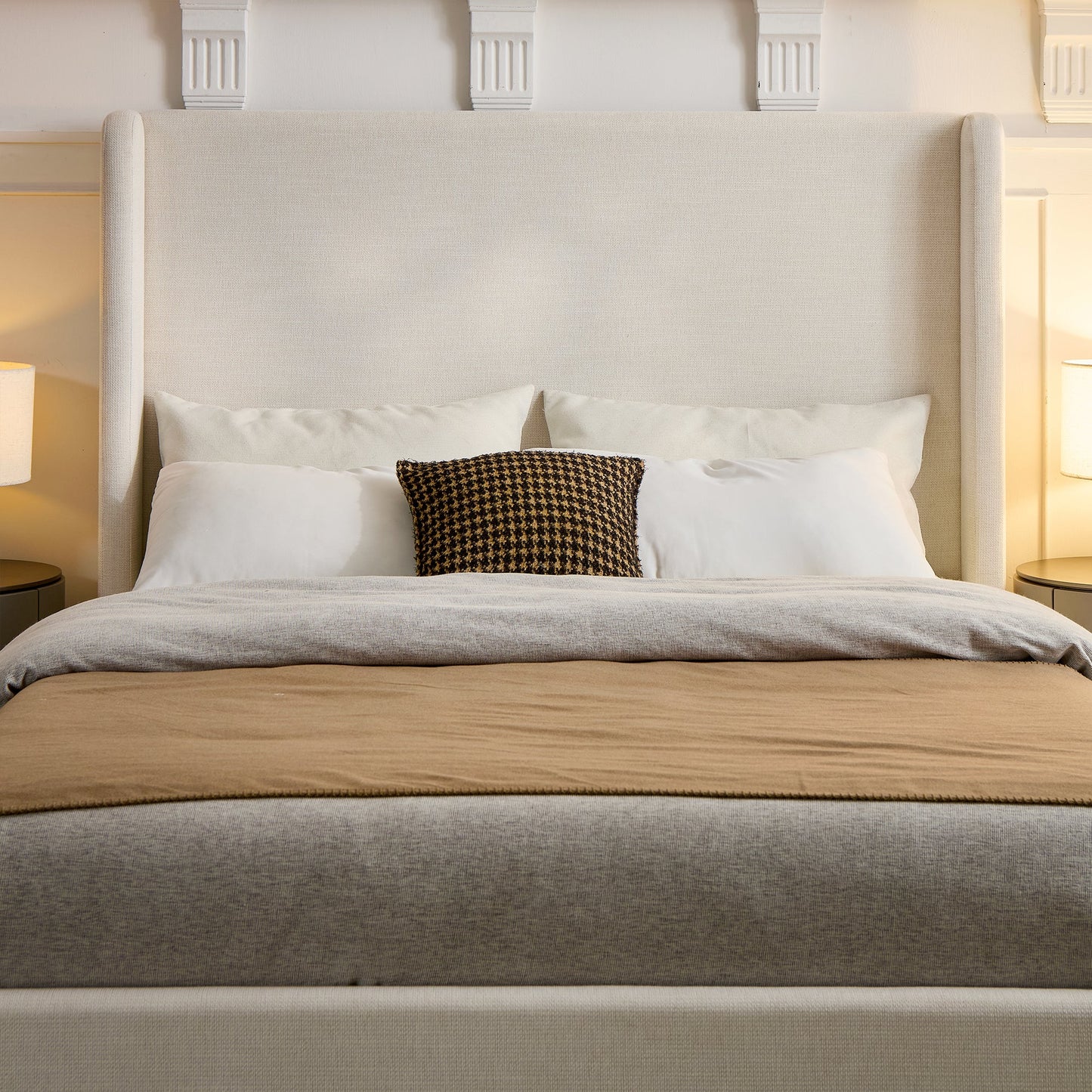 Carmen Upholstered Wingback Bed - California King