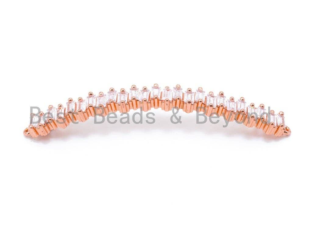 CZ Micro Pave Connector for Bracelet/Necklace,Silver/Gold/Rose Gold/Gunmental Spacer Connector/Link Connector, 6x54mm,sku#M195