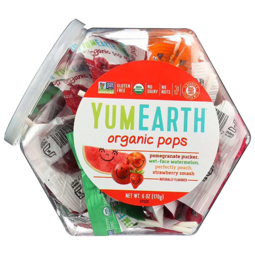 YUMMY EARTH Organic Lollipops Personal Bin Fruit Flavors, 6oz -Natural