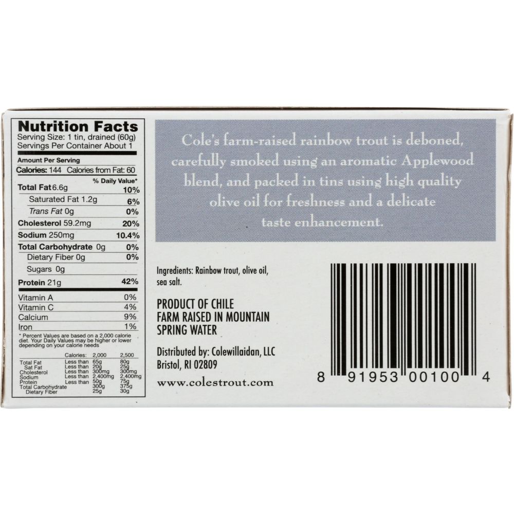 COLE'S: Trout Smoked Rainbow Trout, 3.2 oz