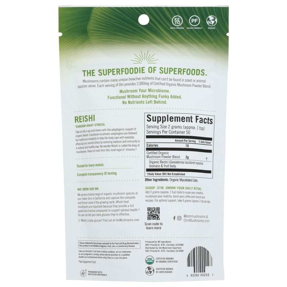 Reishi Mushroom Powder | OM ORGANIC Mushroom Nutrition 100g | Immunity