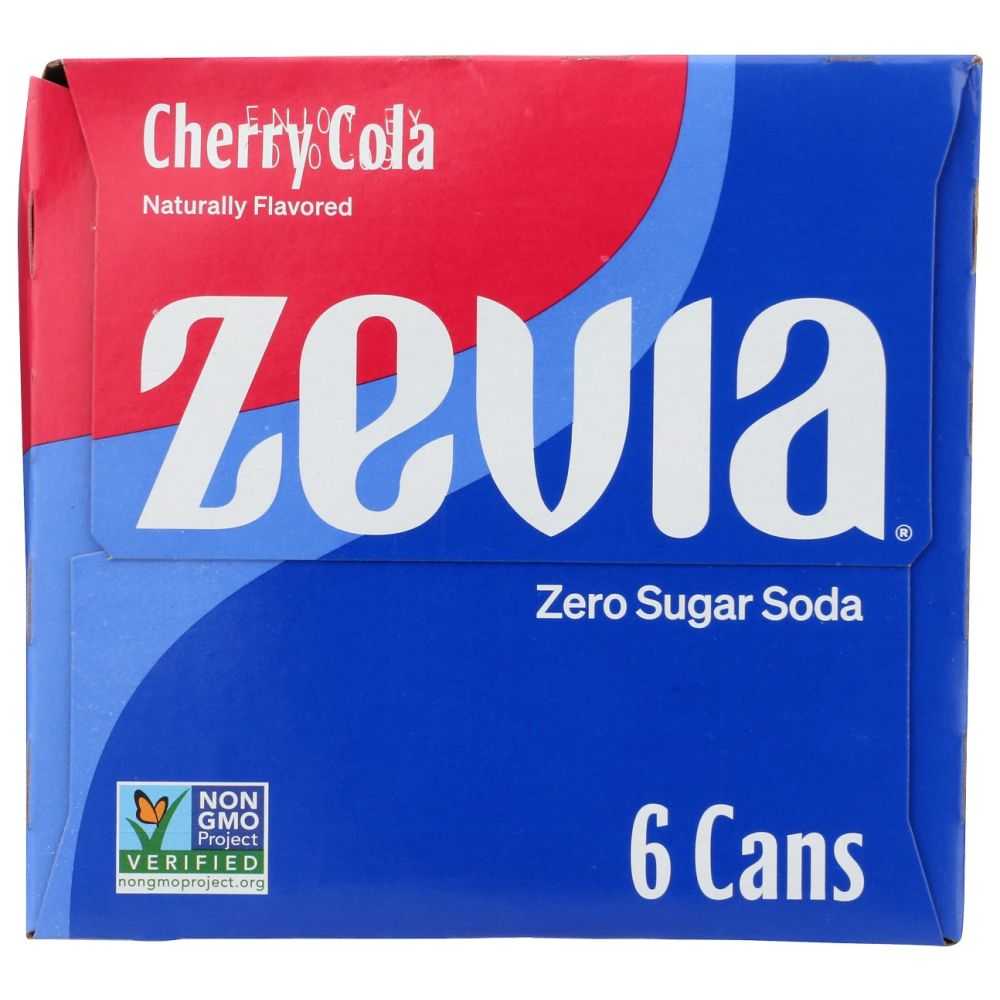ZEVIA Zero Calorie Soda Cherry Cola 6-12oz, 72 oz