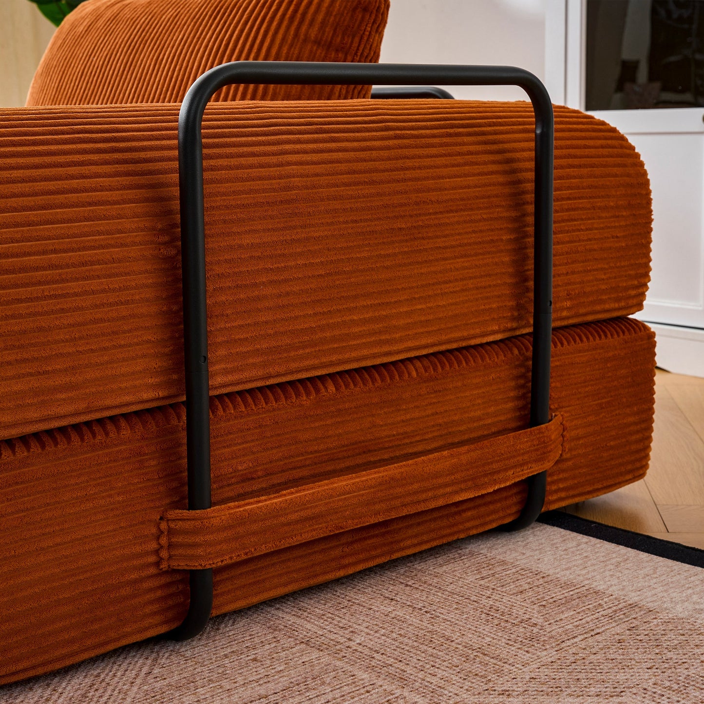 Convertible Sleeper Sofa Bed with Cylindrical Pillow - Orange