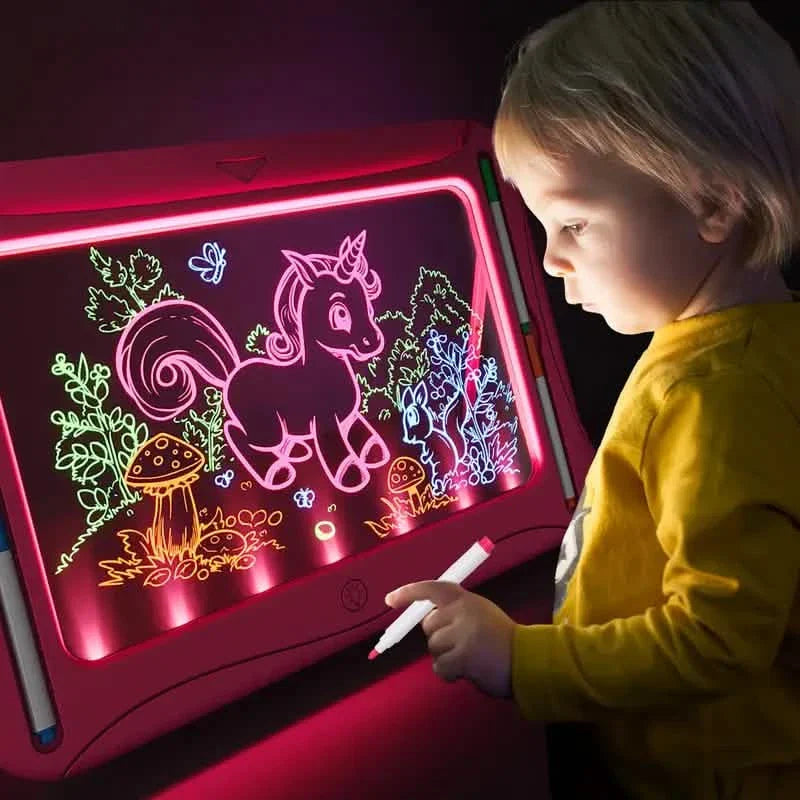 LED Light-Up Doodle Board – 9 Double-Sided Cards with Markers, Art Toy for Kids 3-8