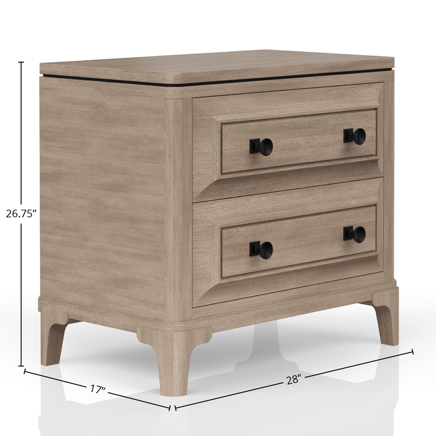 2 Drawer Nightstand With USB Charging Ports