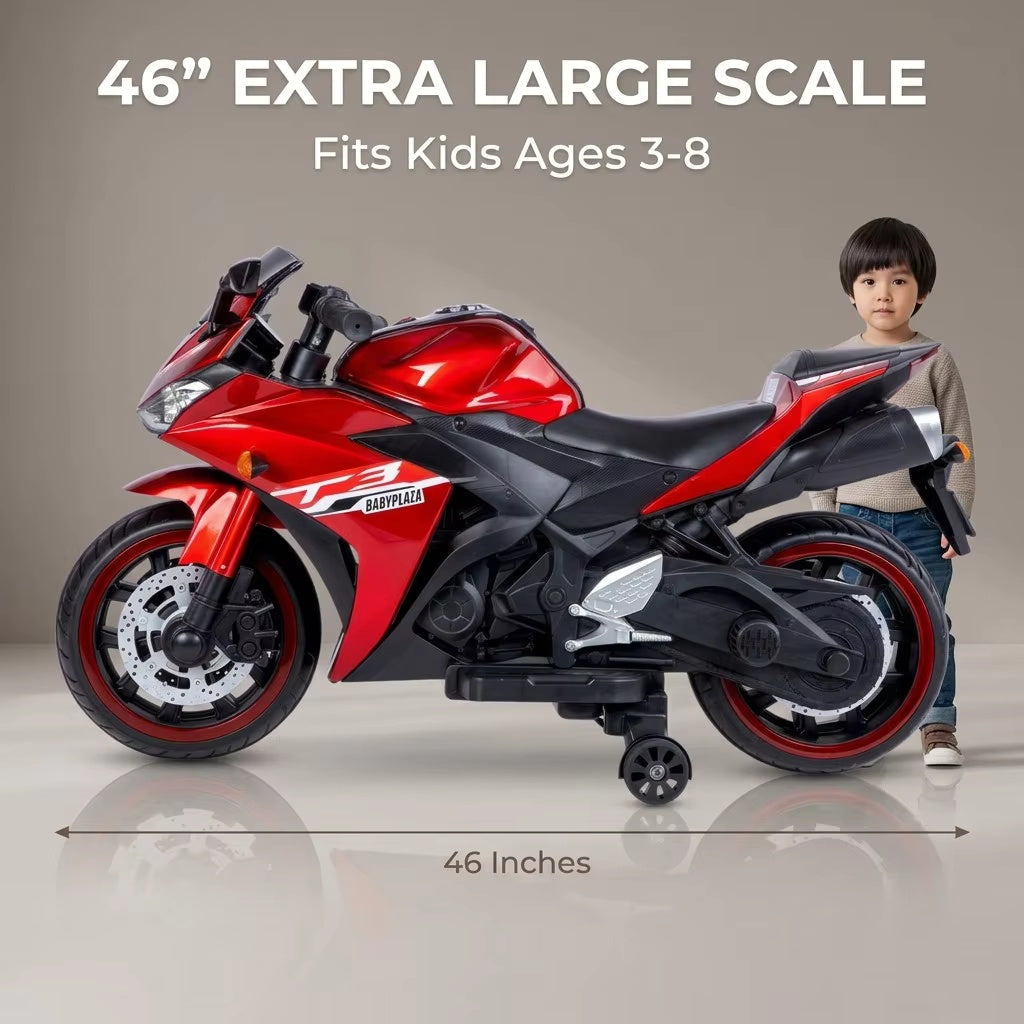 Kids Motorcycle 12V Ride-On Toy for Ages 3-8