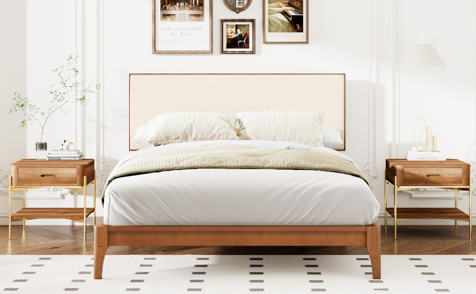 King Size Solid Dry Bamboo Wood 12 Inch Platform Bed