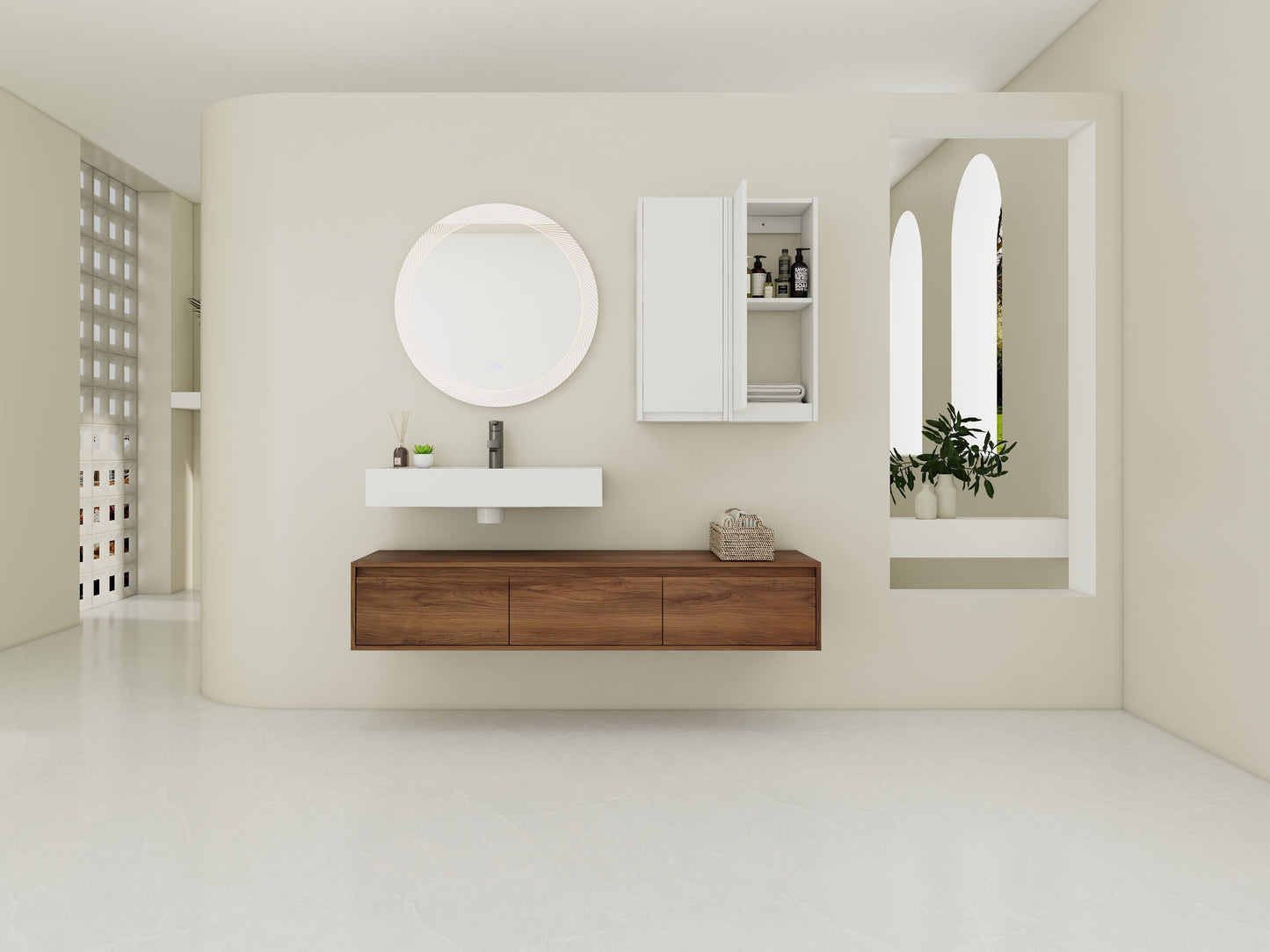 60 Inch Wall-Mounted Bathroom Vanity