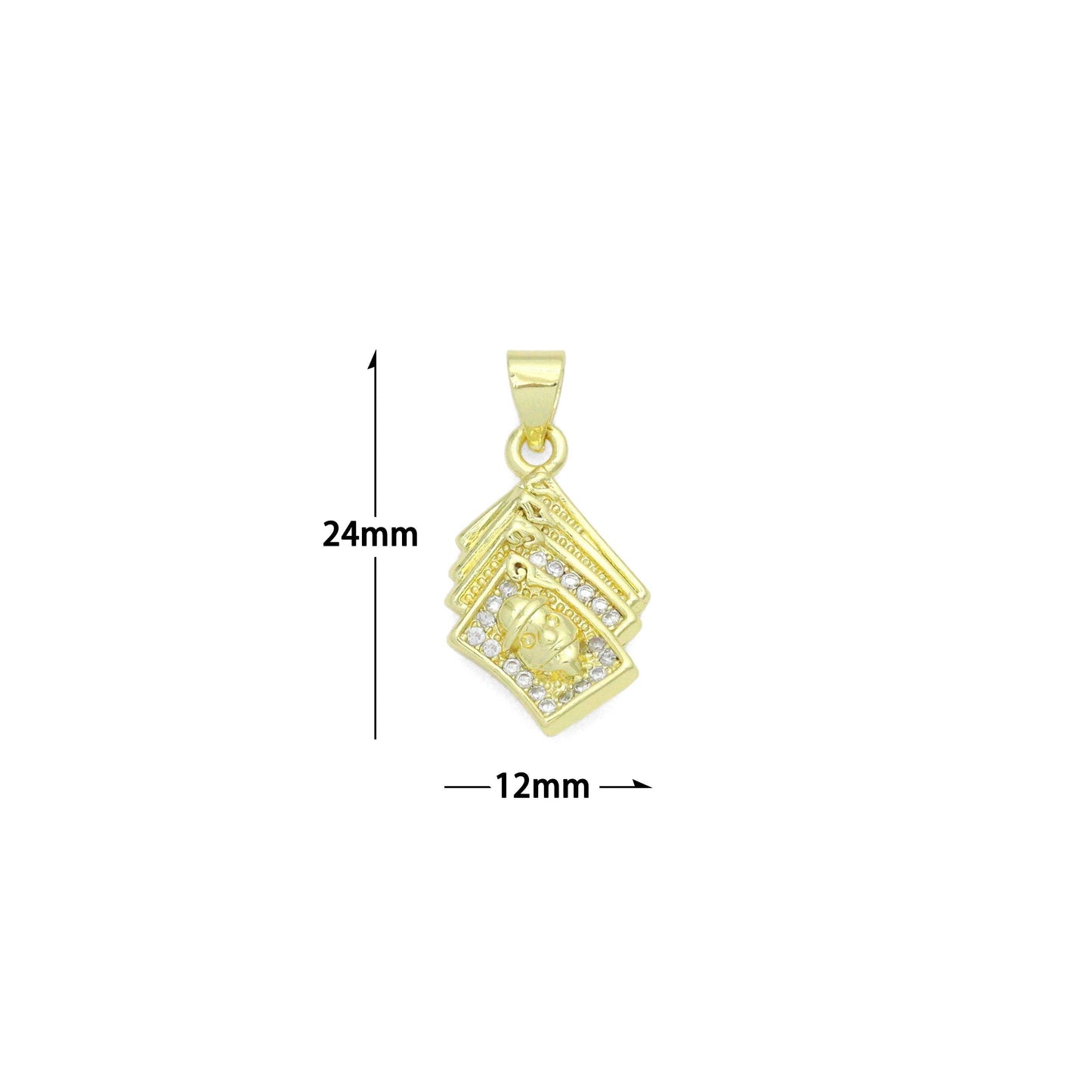 Clear CZ Gold FACE Book  Charm Pendant, Sku#LK1203
