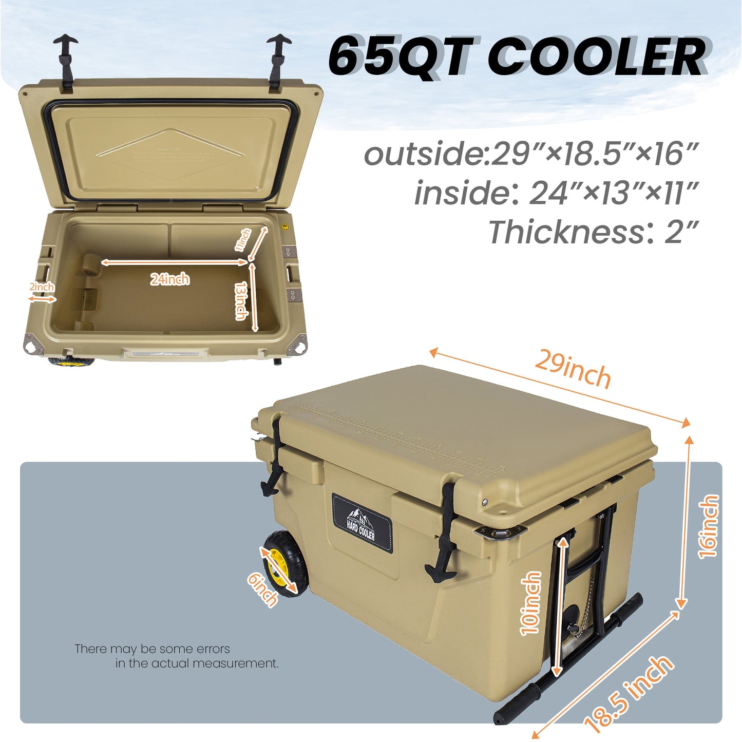 65 Quart Khaki Cooler