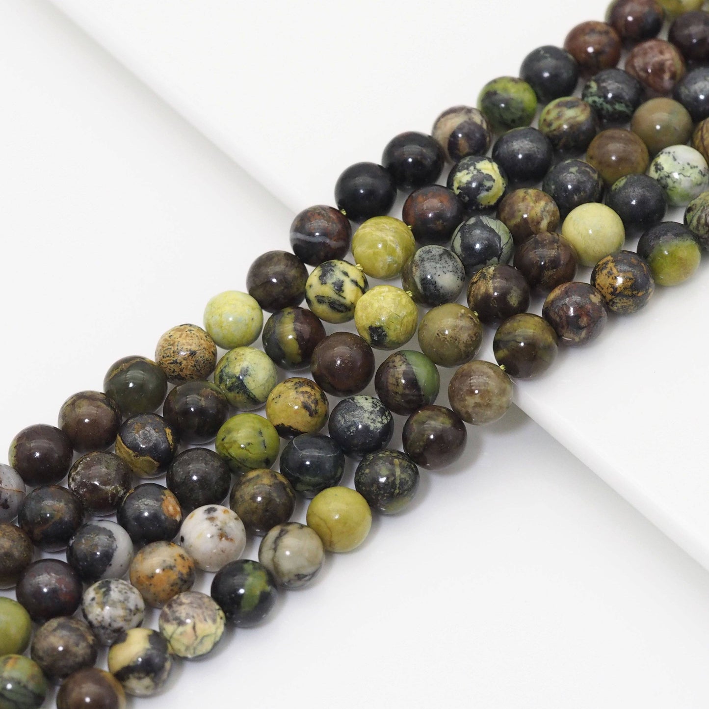 Genuine Brown Green Opal Round Smooth Beads, 6mm/8mm/10mm, Sku#U1608