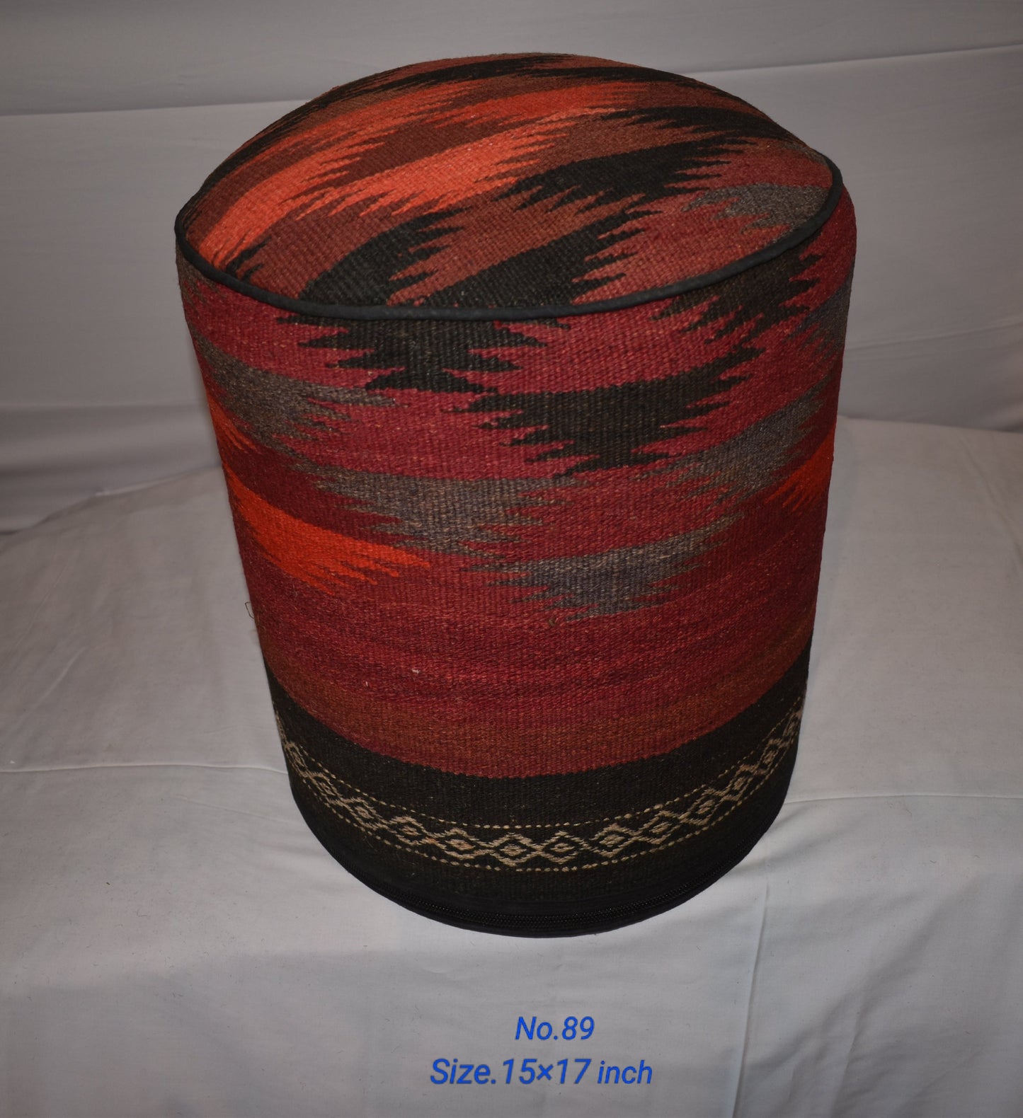 One of a Kind Kilim Rug Pouf Ottoman foot stool - #89