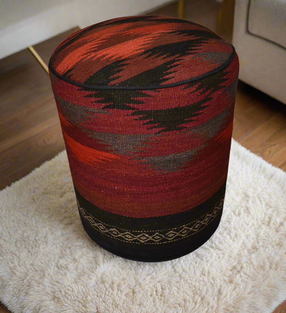 One of a Kind Kilim Rug Pouf Ottoman foot stool - #89