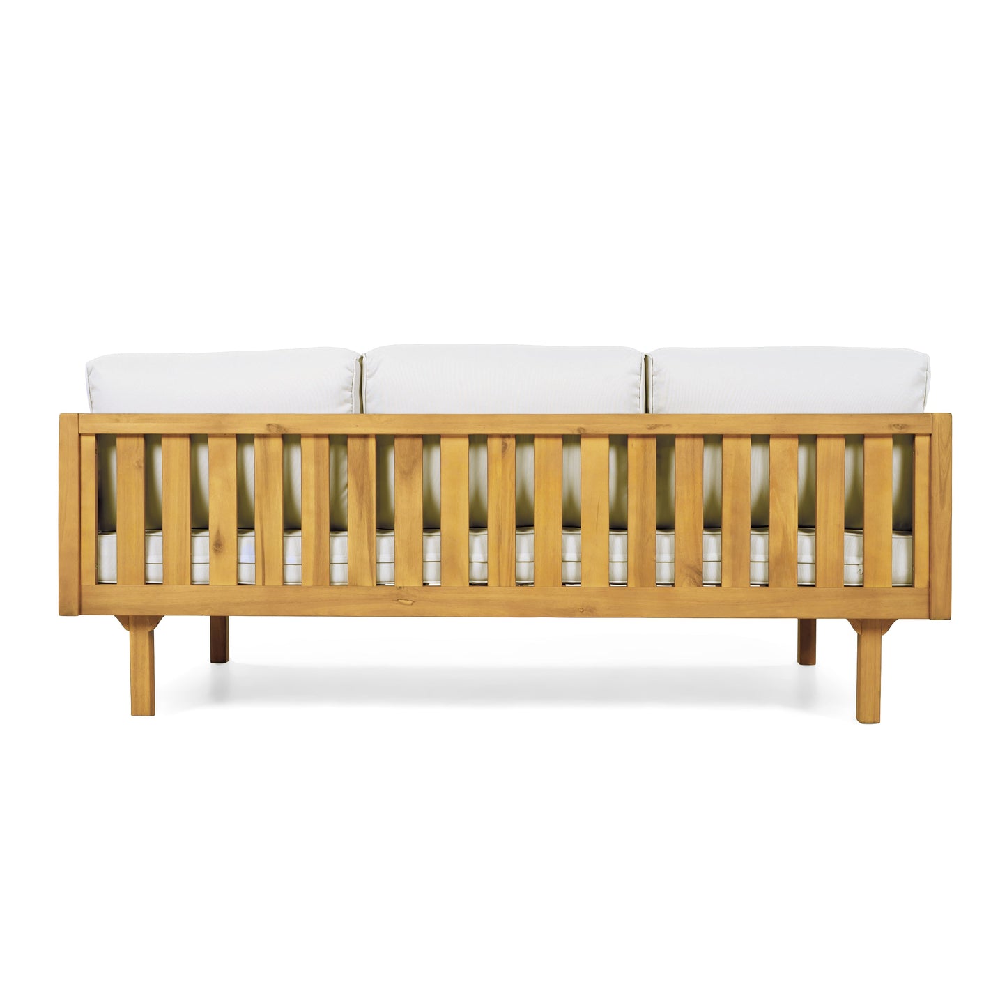 Three-Seater Outdoor Daybed - Acacia Wood Teak Finish Frame with Light