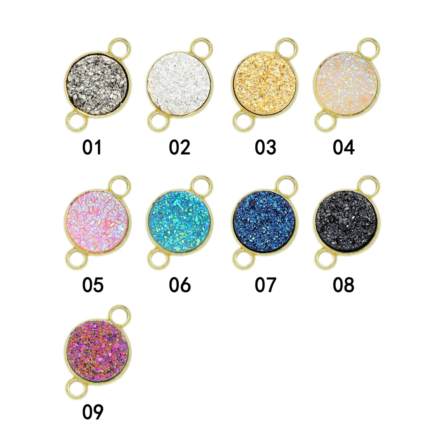 Gold/Silver Mystic Drusy Round Connector, sku#V24C