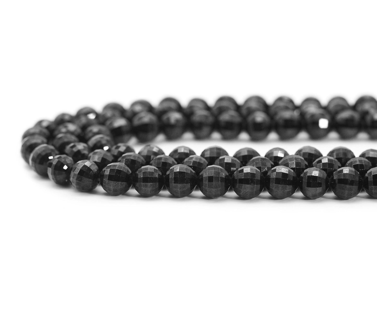 Genuine High Quality Watermelon Cut Black Spinel Round Beads, Sku#UA247