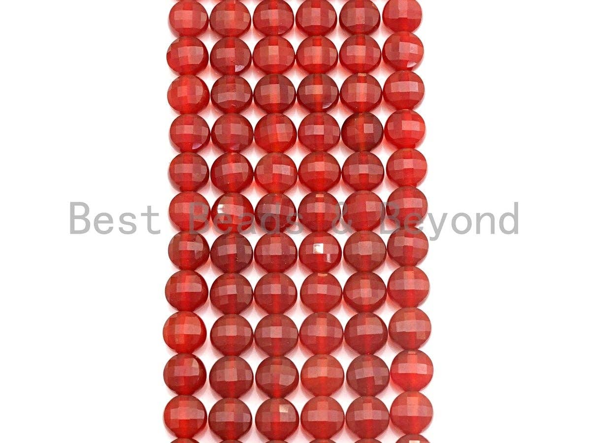 Double Sided Turtle Shell Cut Natural Carnelian Coin Shape beads, 6mm/8mm/10mm Natural Carnelian Beads, 16" Full strand, Sku#U694