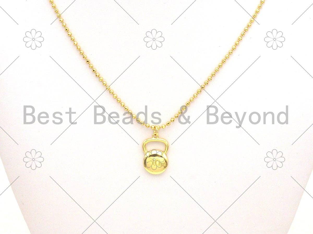 Kettlebell Shape Pendant/Charm,Gold/Silver 10KG Kettlebell Charm, Sku#L578