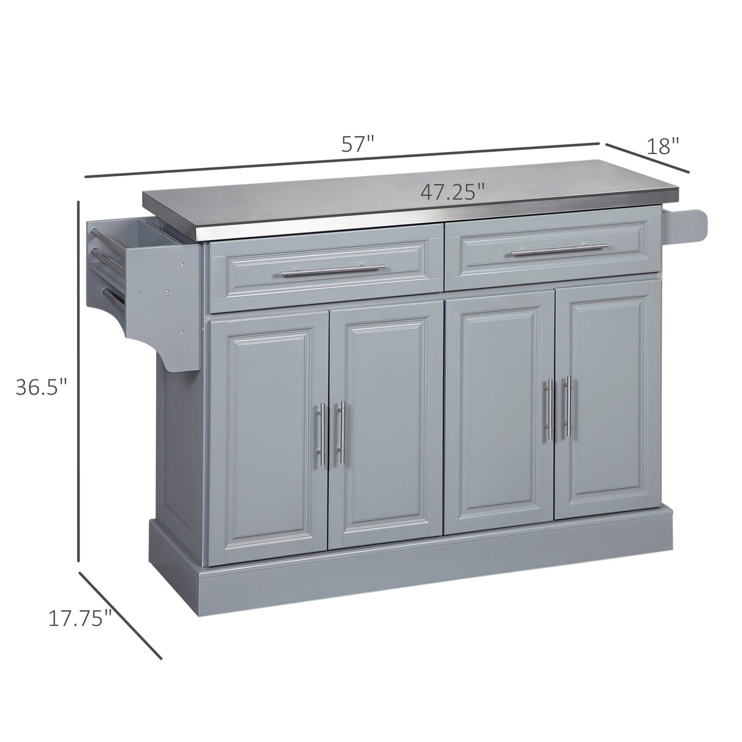 HOMCOM Rolling Kitchen Island with Storage