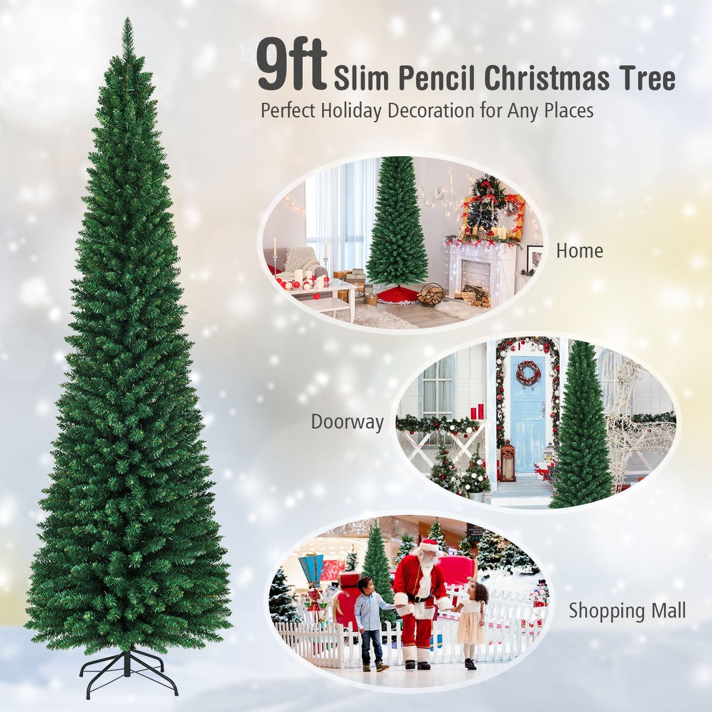 PVC Artificial Slim Pencil Christmas Tree