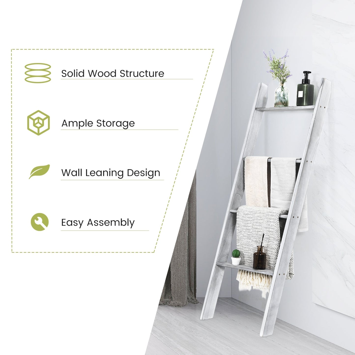 4-Tier Wall Leaning Ladder Shelf Stand