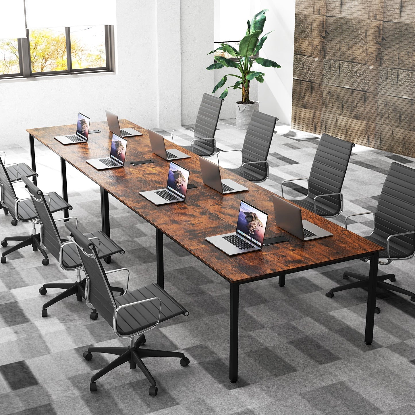 8 Feet Conference Room Table Large Meeting Table Seats up to 10 People-White