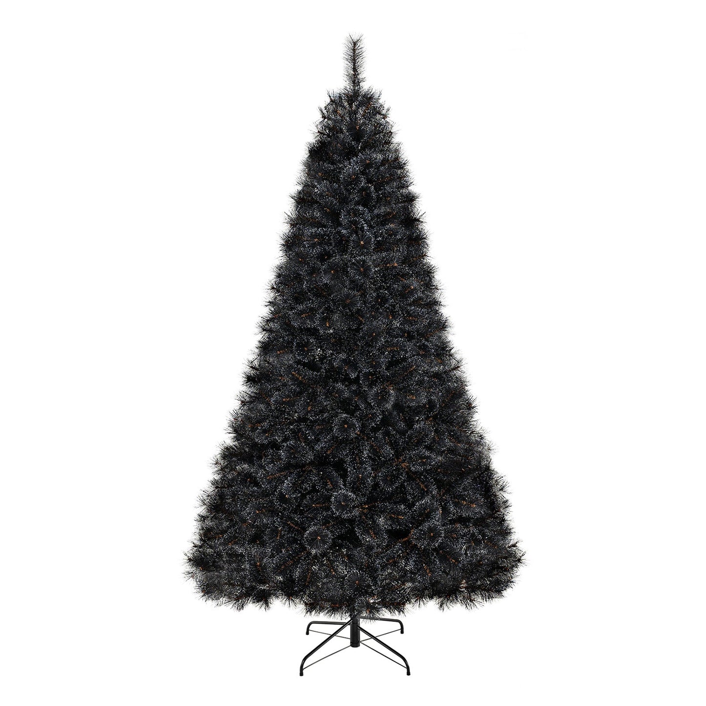 6/7/8 Feet Black Artificial Halloween Christmas Tree with PVC Branch Tips and 210/320/450 Cool White LED Lights