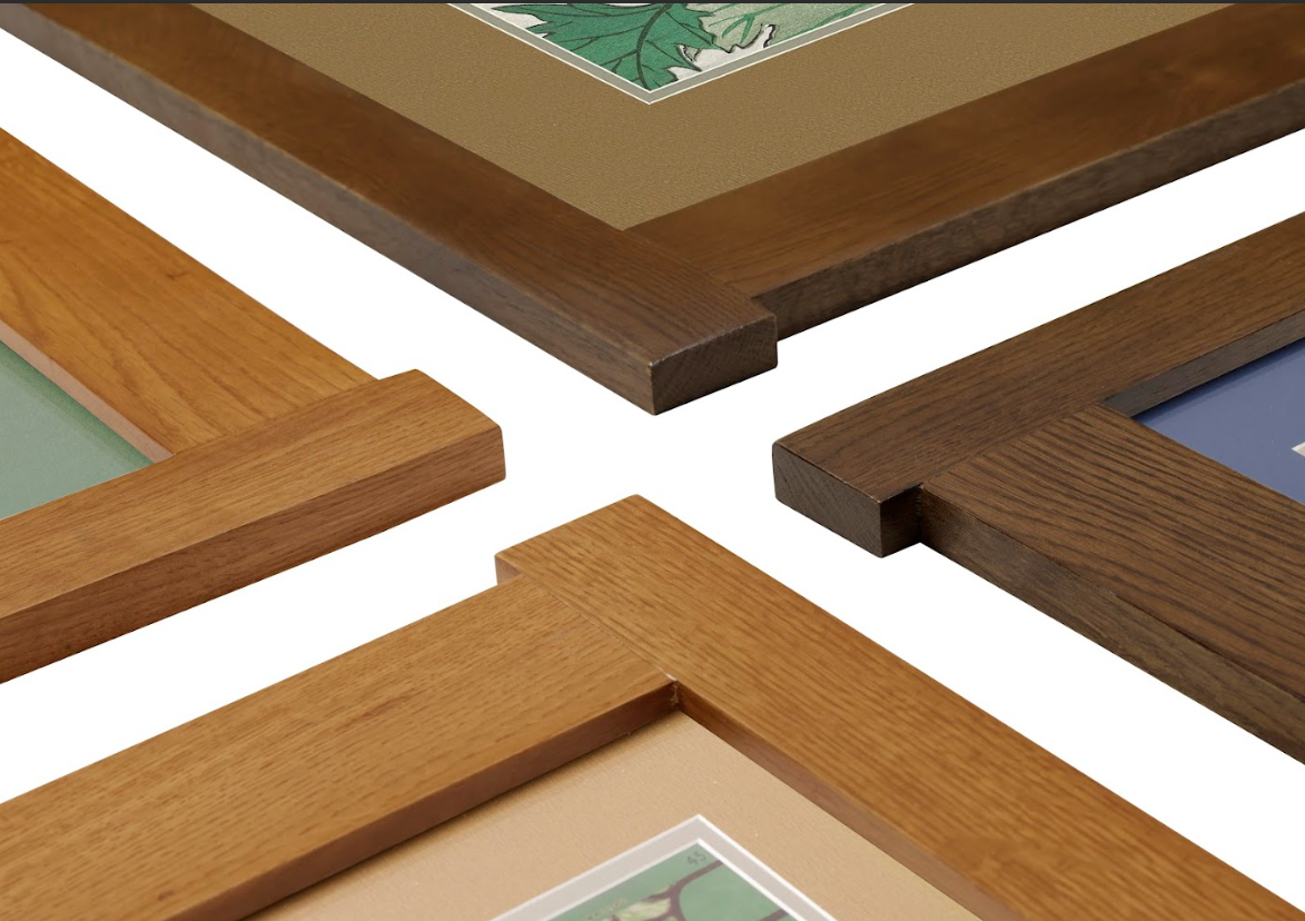 Arts & Crafts Mission Oak Framed Art with Floral Harmony Walnut finish