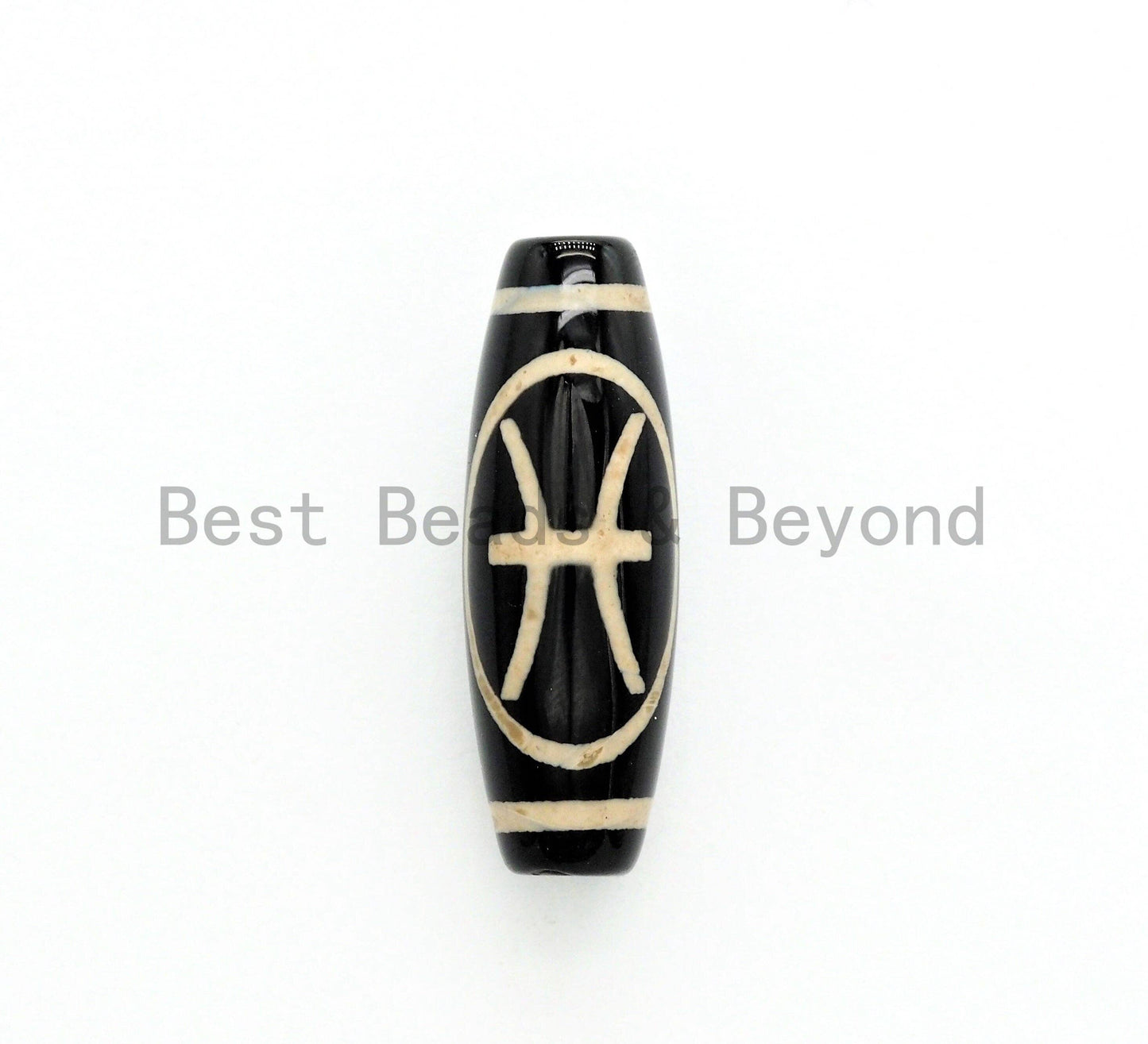 Zodiac Barrel Agate Beads, Zodiac Jewelry,  Astrology Jewelry, Zodiac Sign Black Onyx Beads, Birthday gift,10x30mm,sku#U381