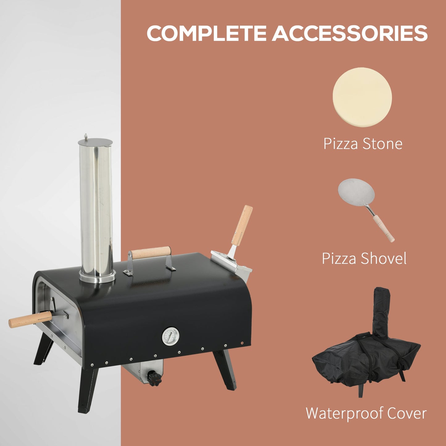 Outsunny Outdoor Pizza Oven with 12" Rotating Stone