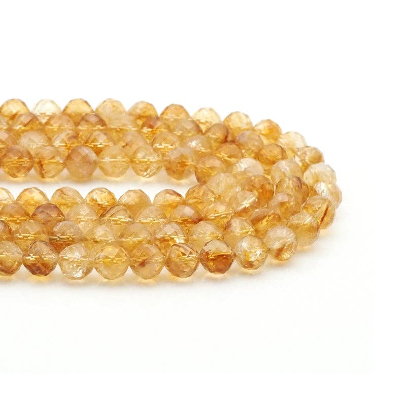 Genuine Citrine Round Faceted Beads, 8mm, Sku#U1517