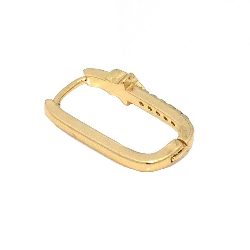 Gold Clear CZ Oval Star Rectangle Hoop Earrings, Sku#LK779