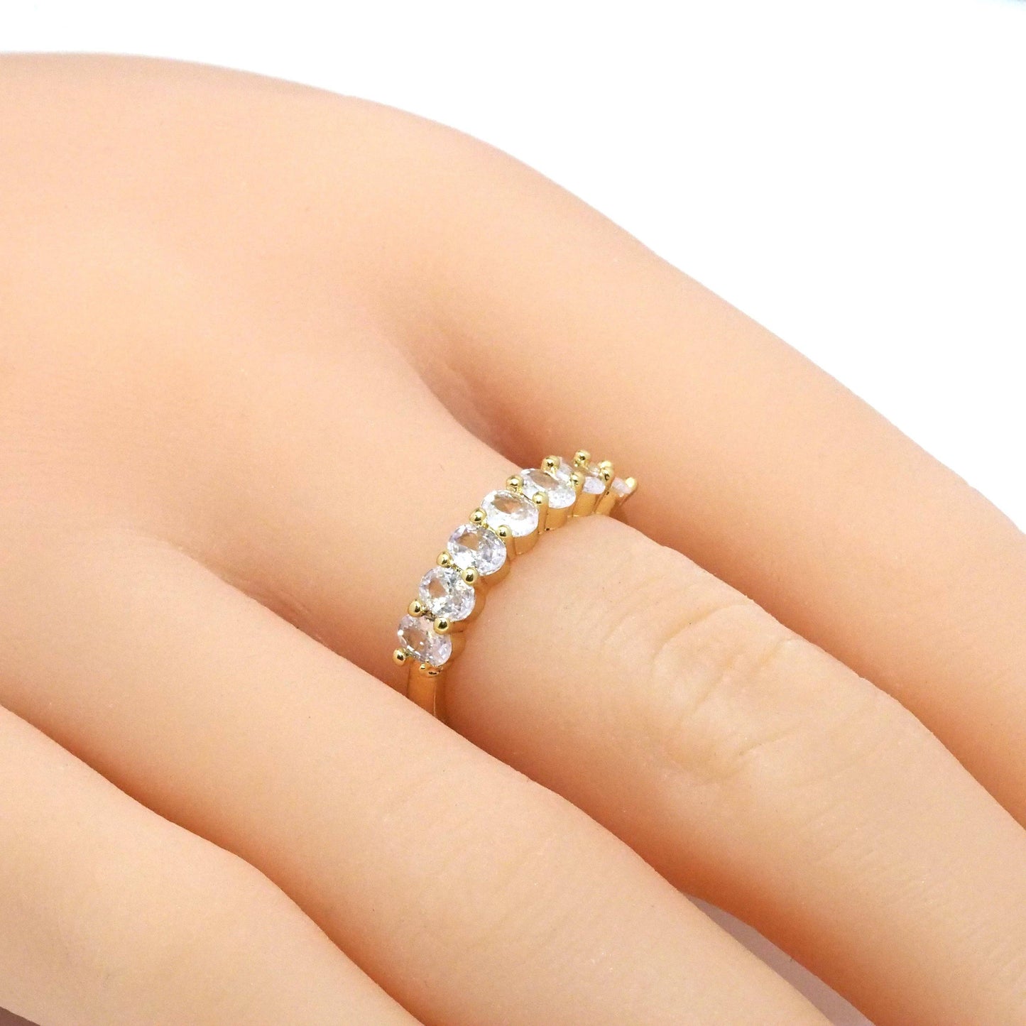 Gold Silver Green Oval CZ Adjustable Ring, Sku#LK805