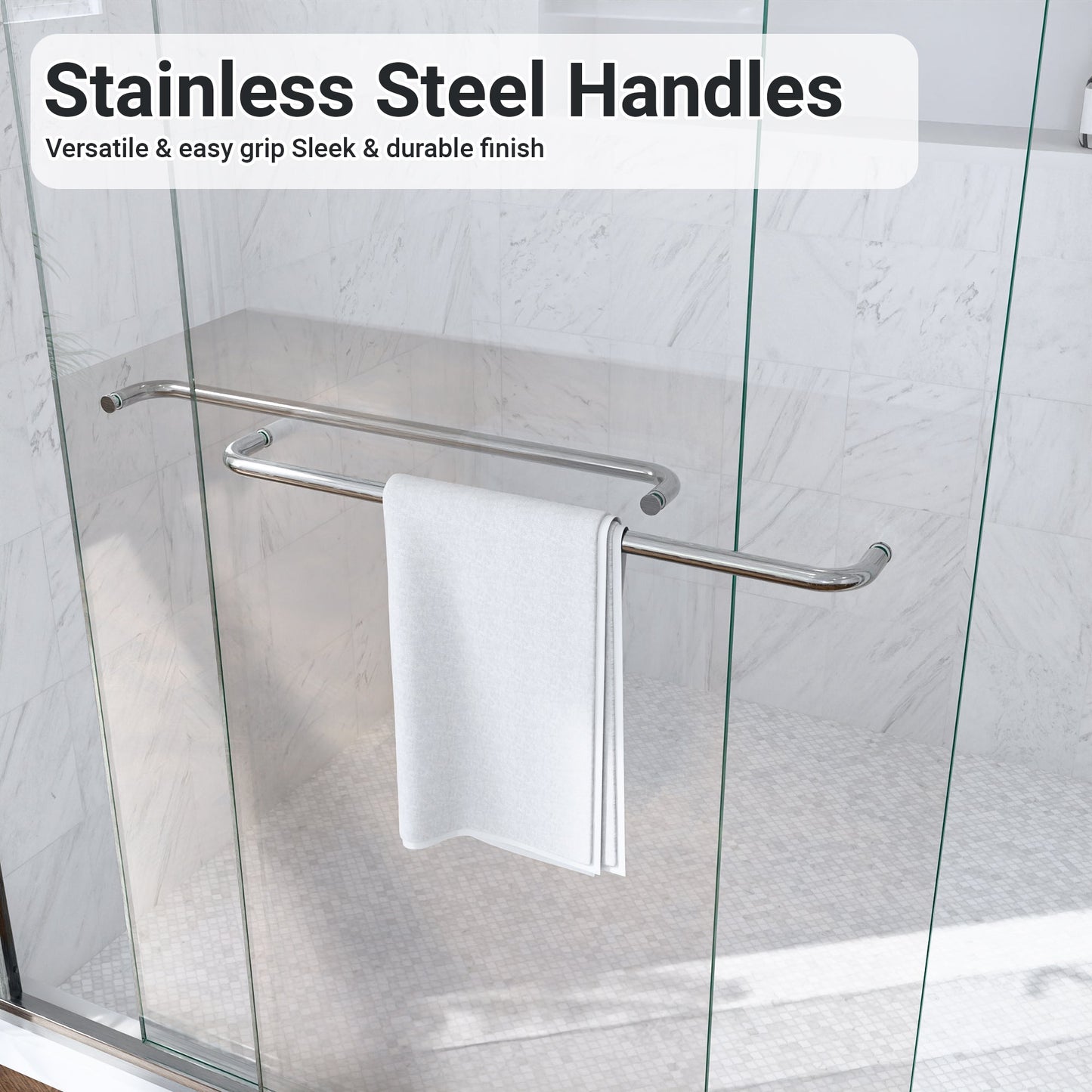 56"-60"W Semi-Frameless Double Sliding Shower Door