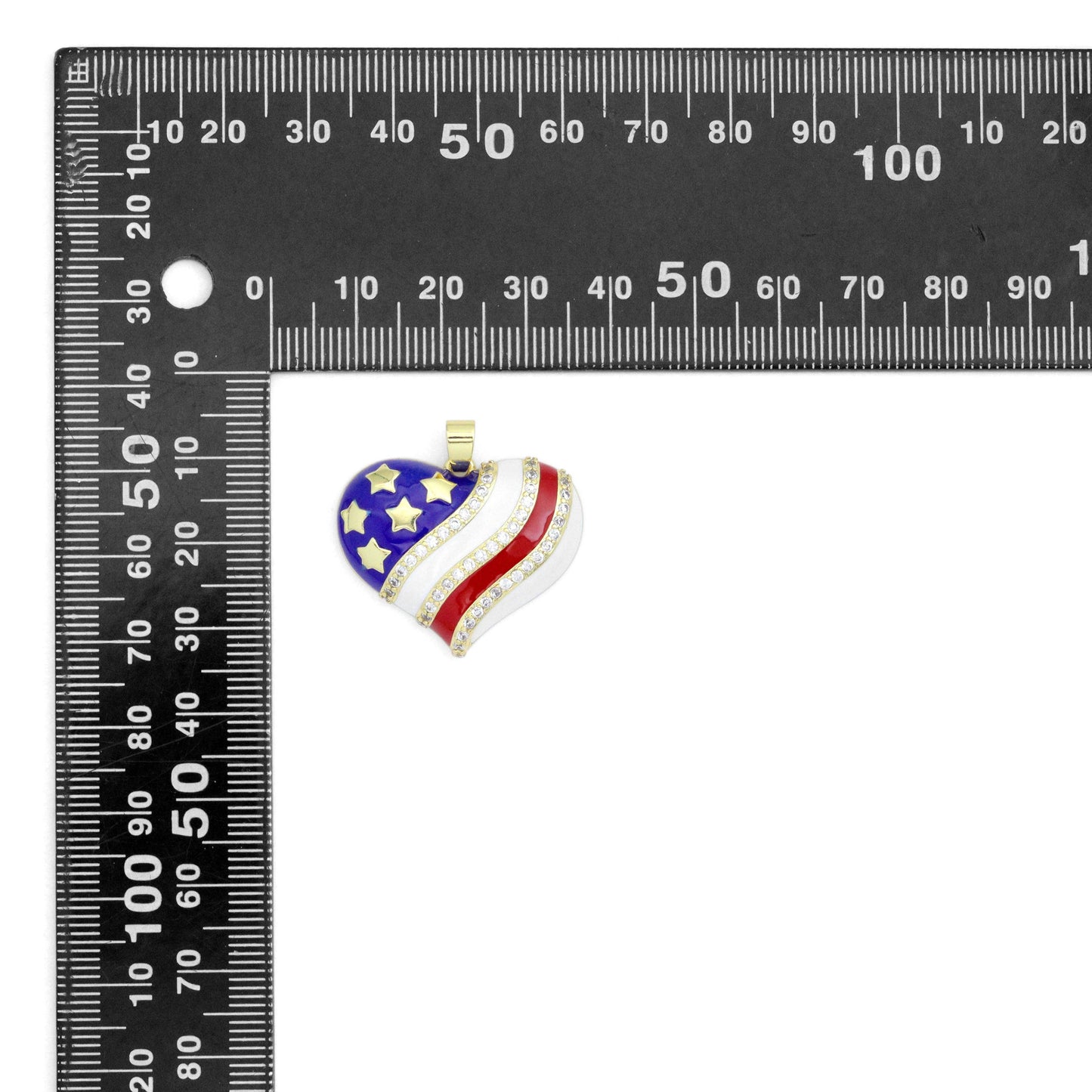 Gold Silver CZ Enamel Flag Color Heart Charm Pendant,Sku#LX868