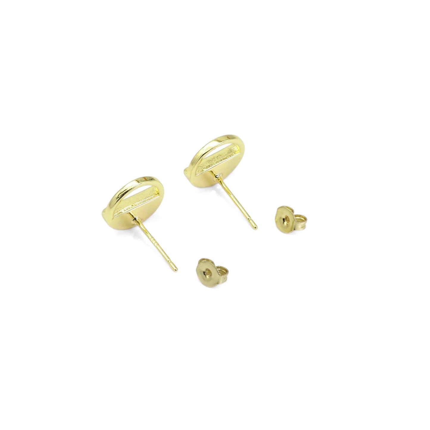 Gold Mother of Pearl Half Circle Stud Earrings, Sku#LX340